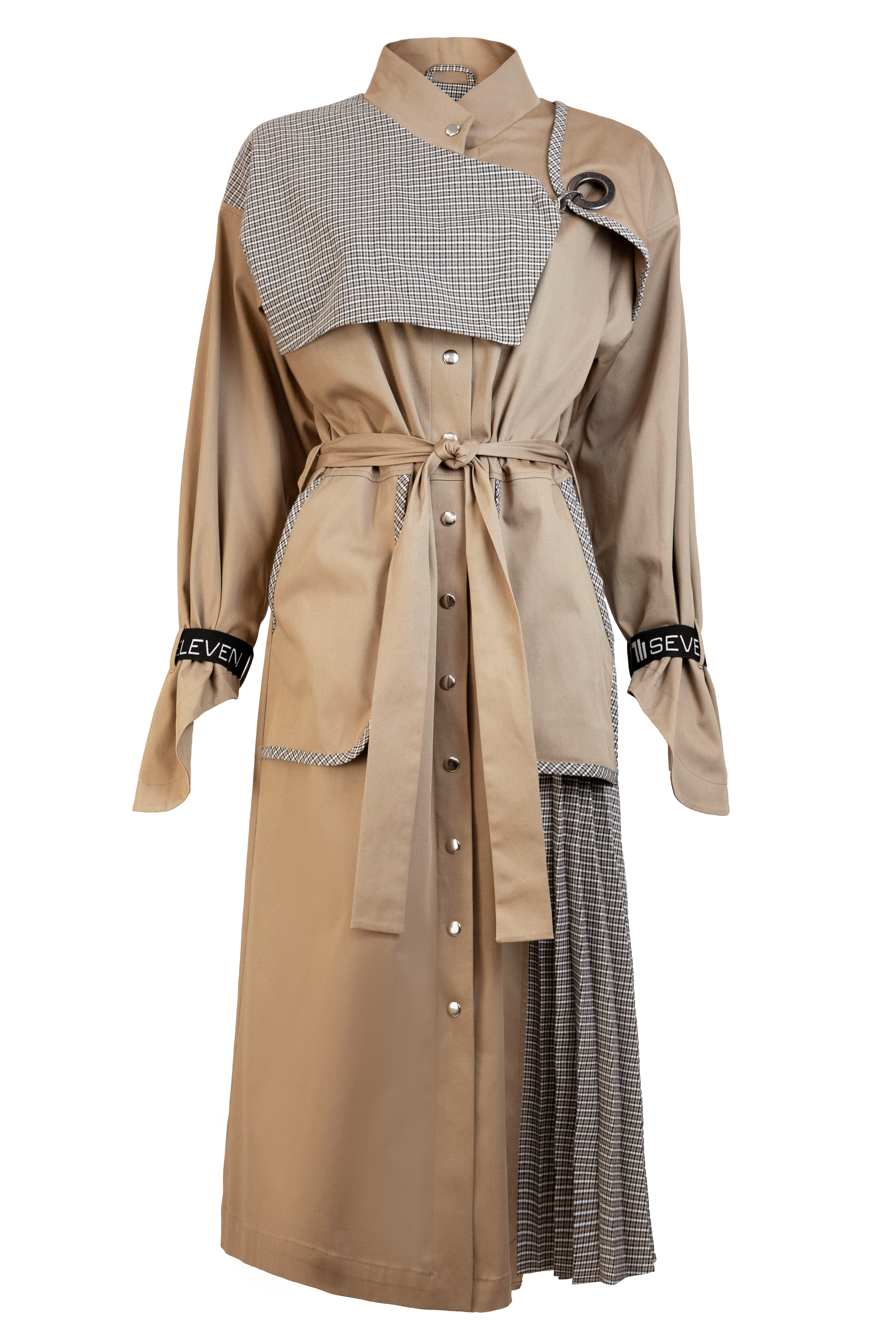 Beige pleated trench coat